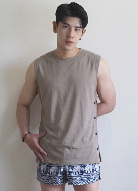 เสื้อแขนกุดมีกระดุมข้าง ( รหัส SM444 )