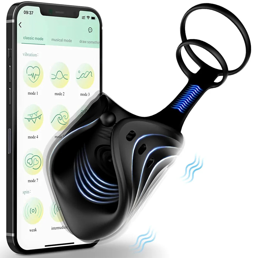 ปลอกสิลิโคนสั่นลำพร้อมห่วงรัดพวงแบบ DOUBLE ควบคุมด้วยมือถือ ( รหัส SA030 )