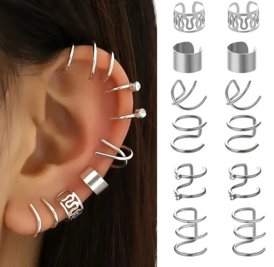 ตุ้มหูแบบหนีบ ไม่ต้องเจาะหู  6 คู่ 12 ชิ้น( รหัส AC19 )